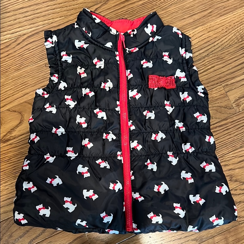 Children's Black Puffer Vest with Red Accents